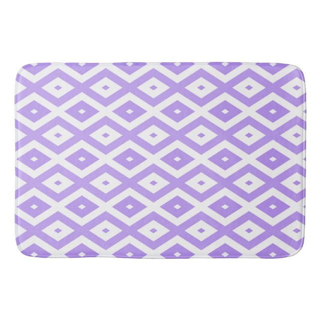 Tapis De Bain Motif de diamants violet et blanc (Devant)
