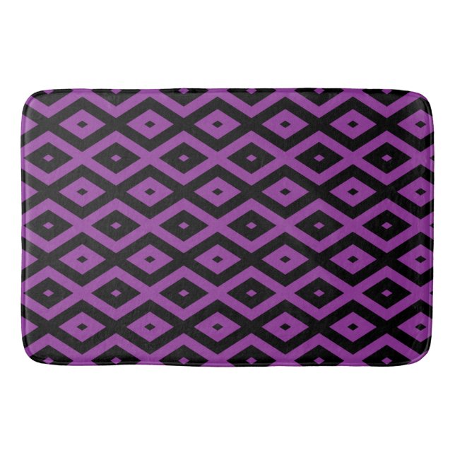 Tapis De Bain Motif de diamants violet et noir (Devant)
