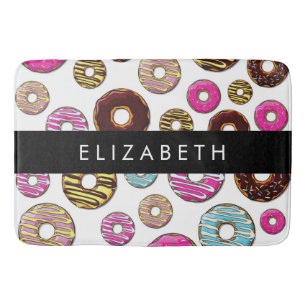 Tapis De Bain Motif De Donuts, De Donuts Colorés, Votre Nom