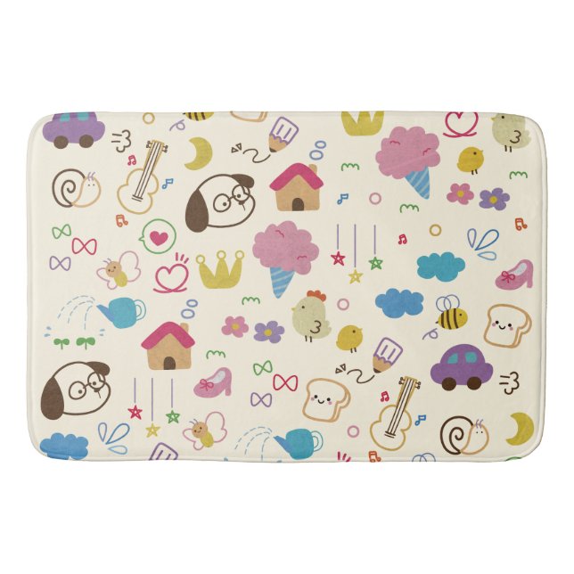 Tapis De Bain Motif de doodle mignon pour enfants (Devant)