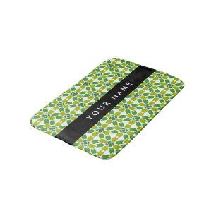 Tapis De Bain Motif de feuille, feuilles vertes, votre nom