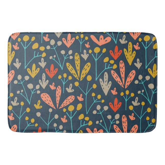 Tapis De Bain Motif de feuille florale rustique rétro (Devant)