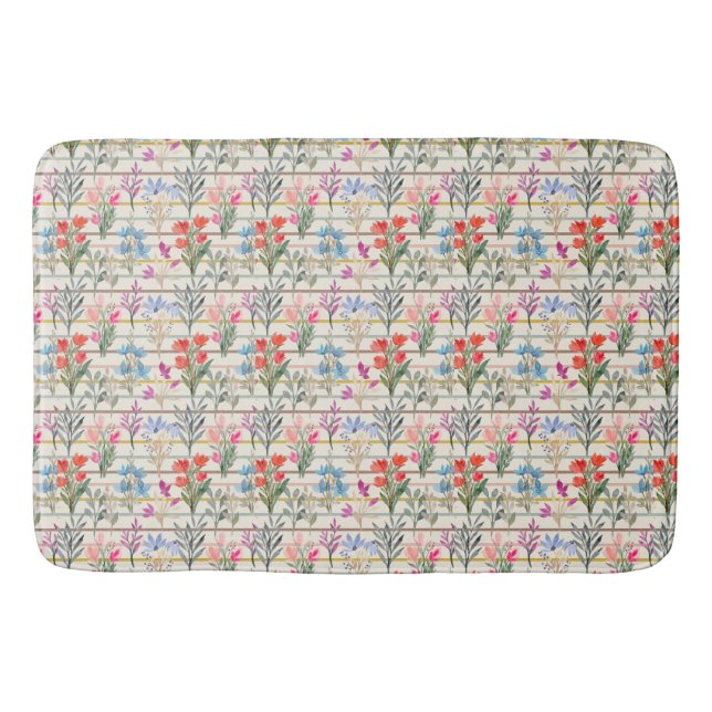 Tapis De Bain Motif de fleur d'aquarelle moderne  (Devant)