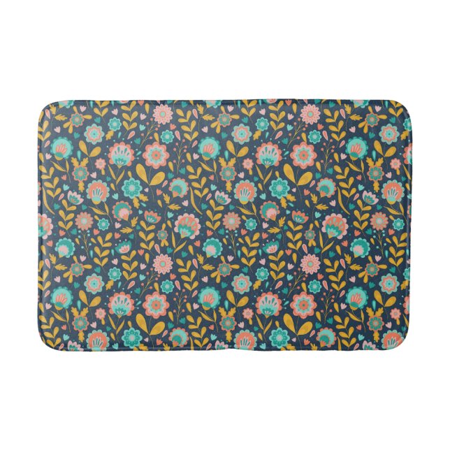 Tapis De Bain Motif de fleur d'art populaire (Devant)