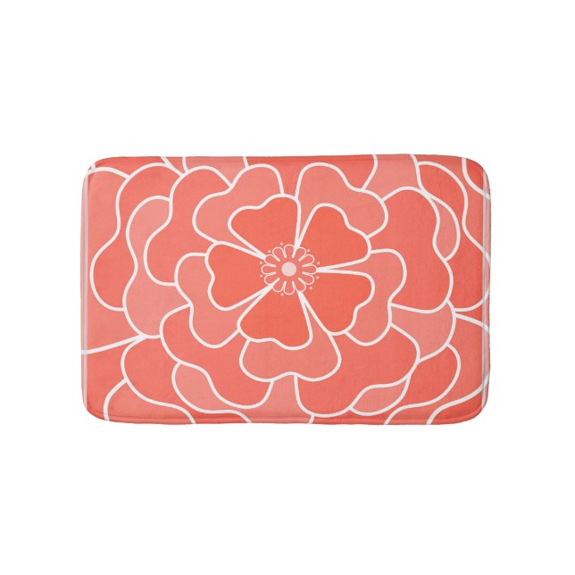 Tapis De Bain Motif de fleurs abstraites orange (Devant)