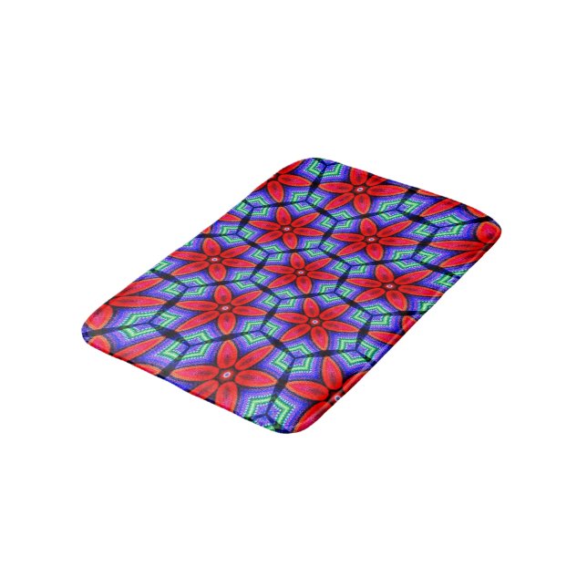 Tapis De Bain Motif de Fleurs de tissus rouges (Angle)