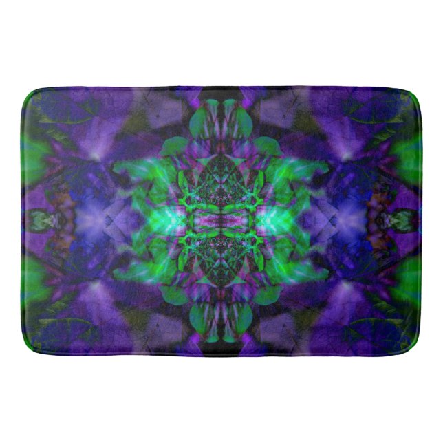 Tapis De Bain Motif de fleurs kaléidoscope violet (Devant)