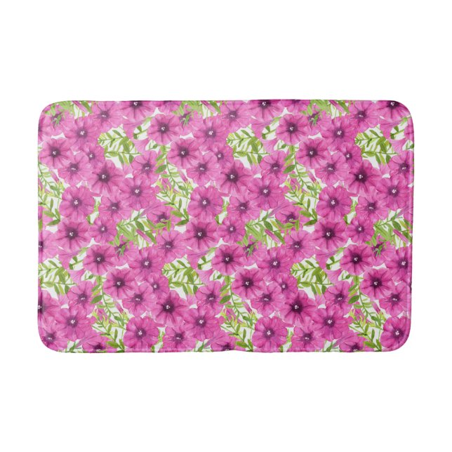 Tapis De Bain Motif de fleurs pétunia rose (Devant)