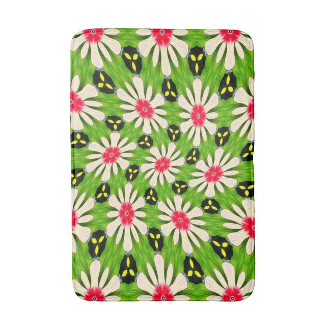 Tapis De Bain Motif de fleurs rose et blanche (Devant (Vertical))