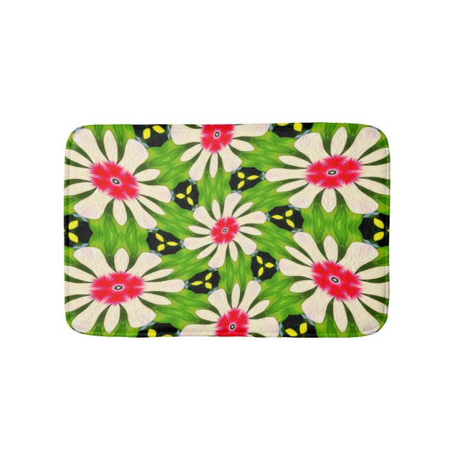 Tapis De Bain Motif de fleurs rose et blanche (Devant)
