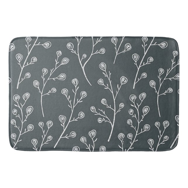 Tapis De Bain Motif de fleurs sauvages blanches (Devant)