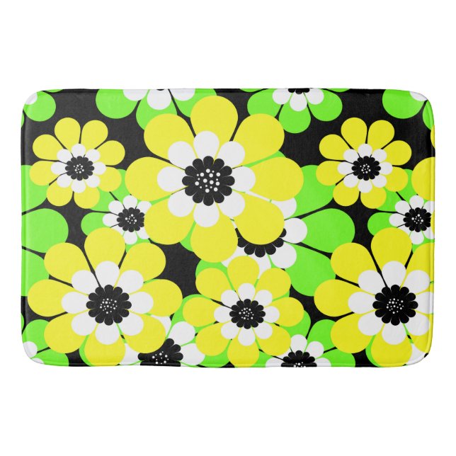 Tapis De Bain Motif de fleurs vert jaune (Devant)