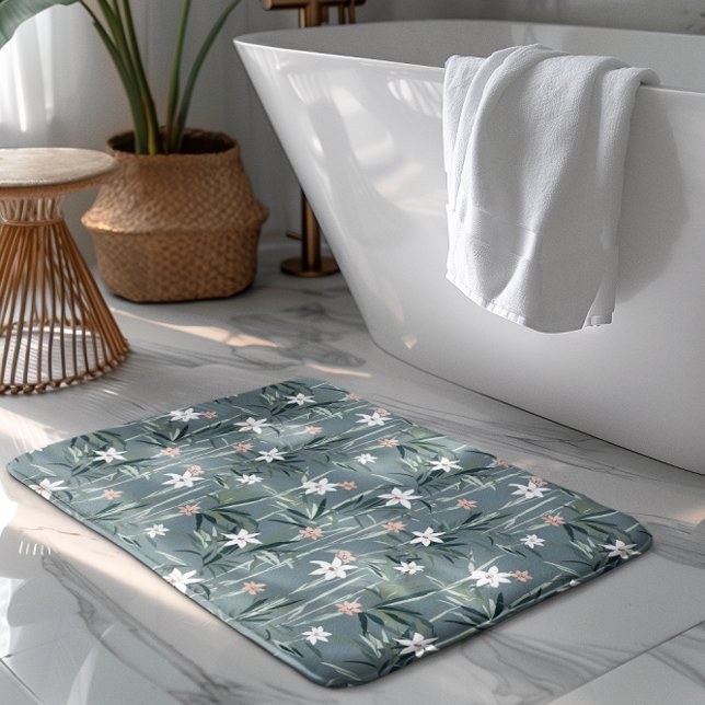 Tapis De Bain Motif de fleurs zen botaniques japonaises (Créateur téléchargé)