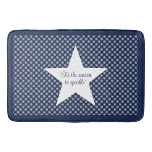 Tapis De Bain Motif de flocon de neige blanc sur un ciel bleu de