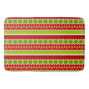 Tapis De Bain Motif De Frappes Chevron Rouge Et Vert Noël