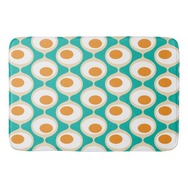 Tapis De Bain Motif de la chaîne de bulles rétro en Turquoise, o (Devant)