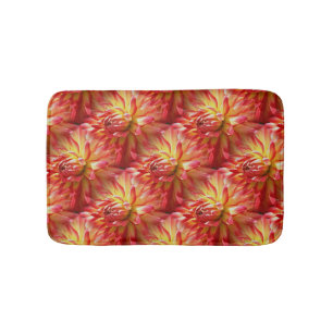 Tapis De Bain Motif de la nature de la fleur Rouge Dahlia