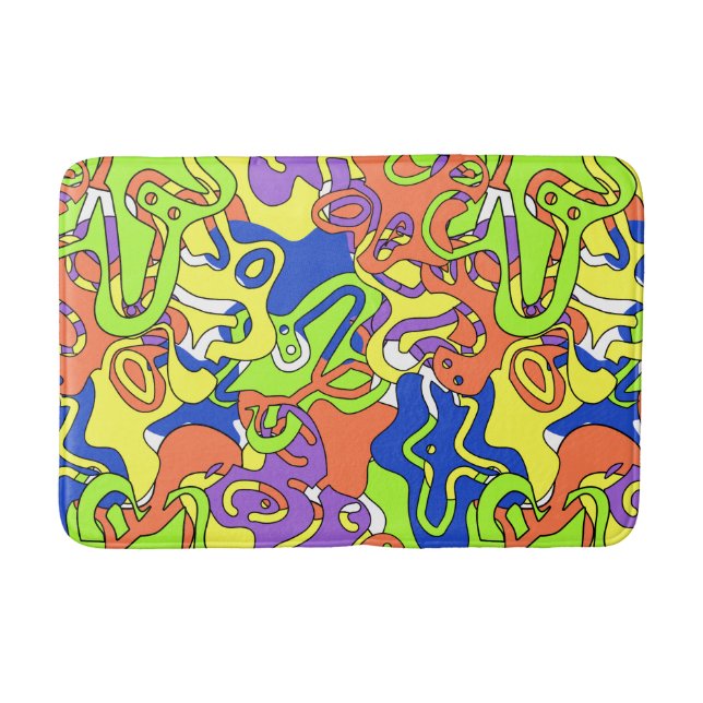 Tapis De Bain Motif de labyrinthe abstrait néon (Devant)