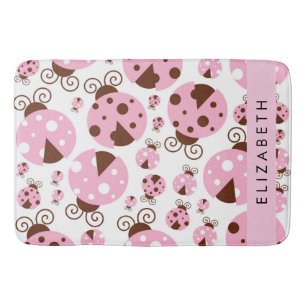 Tapis De Bain Motif De Ladybugs, Ladybugs Rose, Votre Nom