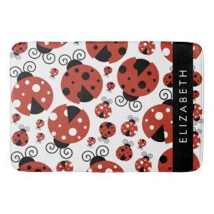 Tapis De Bain Motif De Ladybugs, Red Ladybugs, Votre Nom