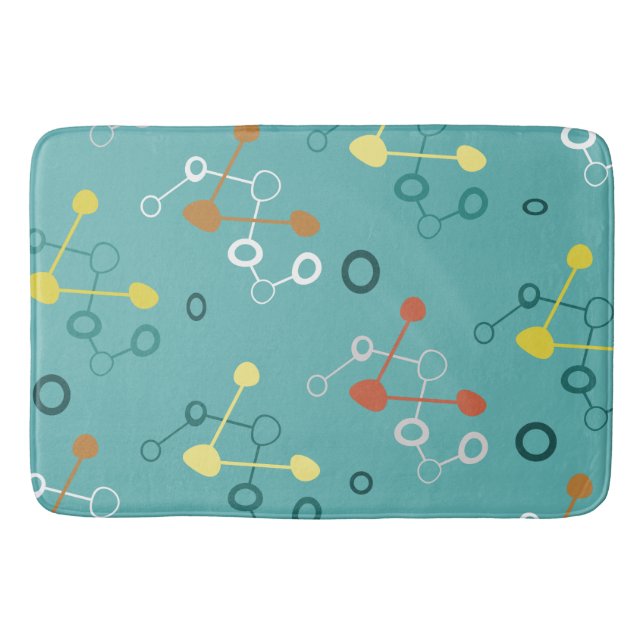 Tapis De Bain Motif de l'âge atomique Turquoise (Devant)