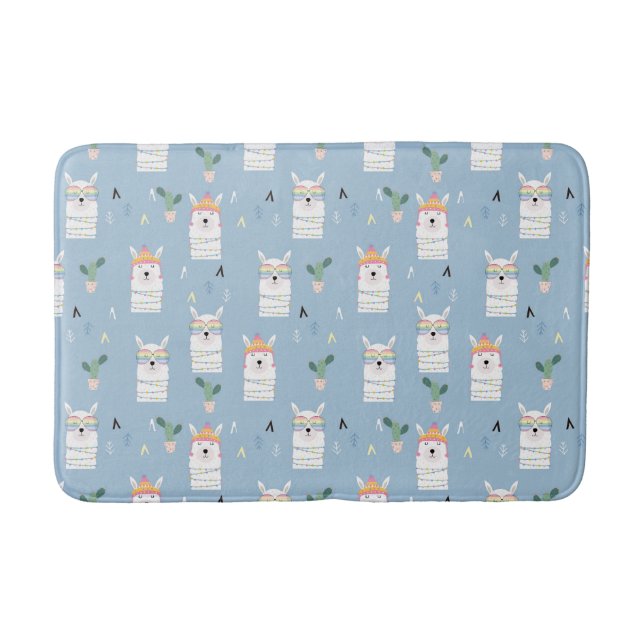 Tapis De Bain Motif de lama de lunettes de soleil d'arc-en-ciel (Devant)
