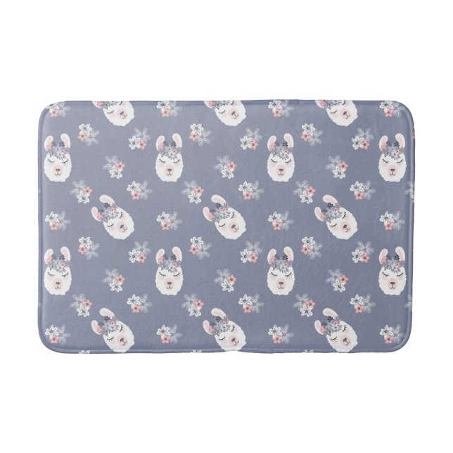 Tapis De Bain Motif de lamas et de fleurs (Devant)