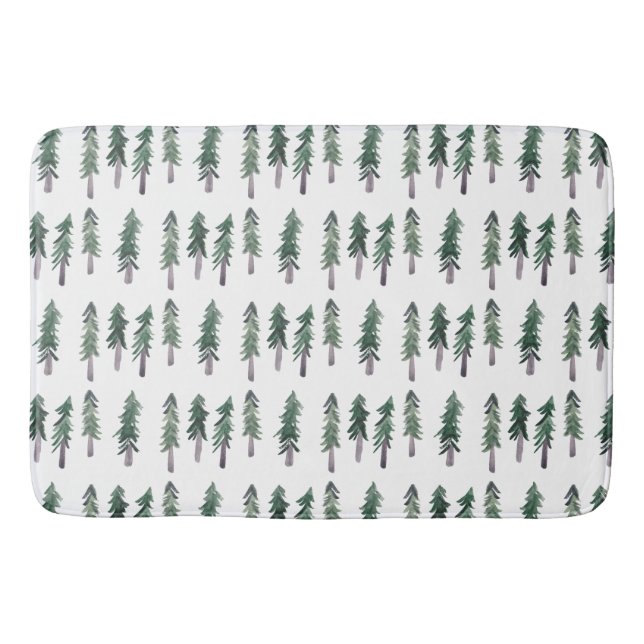 Tapis De Bain Motif de l'aquarelle de la forêt des pins (Devant)