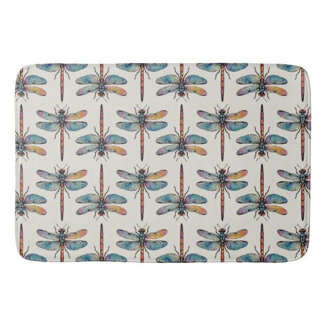 Tapis De Bain Motif de libellule coloré (Devant)