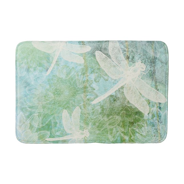 Tapis De Bain Motif De libellules Et De Fleurs (Devant)