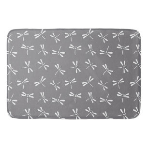 Tapis De Bain Motif de libellules japonais, gris / gris et blanc