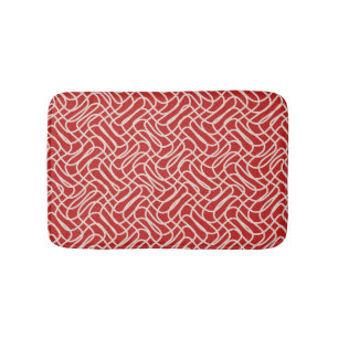 Tapis De Bain Motif De Ligne Abstraite Rouge Et Crème