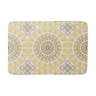 Tapis De Bain Motif de mandala jaune doré