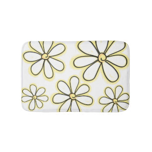 Tapis De Bain Motif de marguerite blanc moderne
