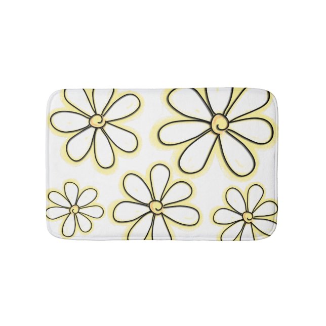 Tapis De Bain Motif de marguerite blanc moderne (Devant)