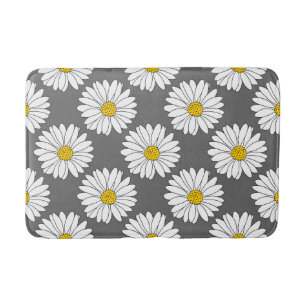 Tapis De Bain Motif de marguerite gris jaune blanc