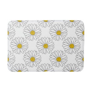 Tapis De Bain Motif de marguerite jaune et blanc