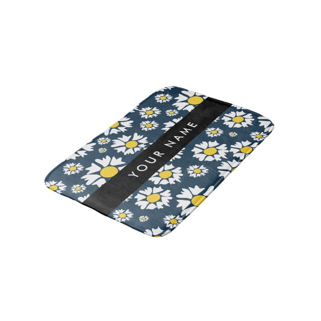Tapis De Bain Motif de marguerite, marguerites blanches, Votre n (Angle)