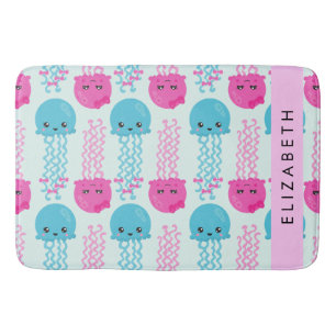 Tapis De Bain Motif de méduses, Mignonne méduse, Mer, Votre nom