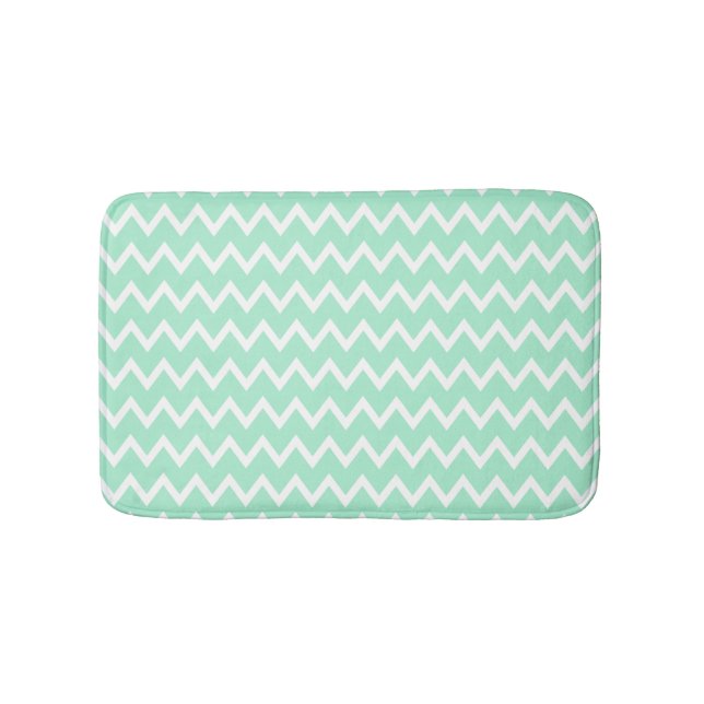 Tapis De Bain Motif de menthe vert et blanc (Devant)