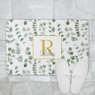 Tapis De Bain Motif de monogramme Eucalyptus