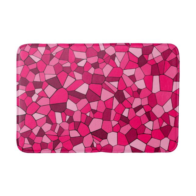Tapis De Bain Motif de mosaïque géométrique rose moderne (Devant)