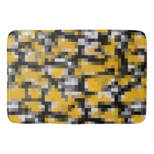 Tapis De Bain Motif de mosaïque moderne Jaune Noir Blanc