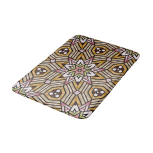 Tapis De Bain Motif de mosaïque ocre mignon de rose de brun