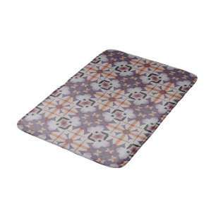 Tapis De Bain Motif de mosaïque tribale autochtone orange violet