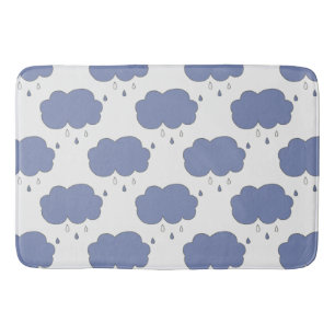 Tapis De Bain Motif de nuages de pluie bleu amusant