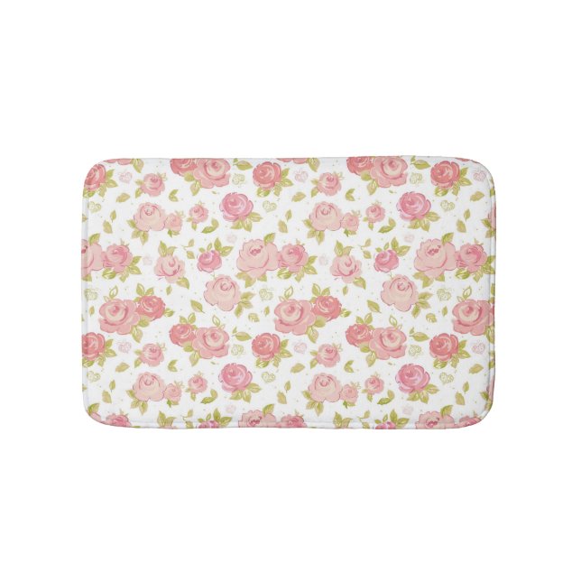 Tapis De Bain Motif de papier peint d'élégance des roses roses 3 (Devant)
