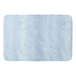 Tapis De Bain Motif de Parties scintillant chic Pastel Blue Silv