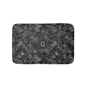 Tapis De Bain Motif de Parties scintillant moderne Monogramme Bl