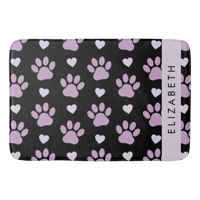 Tapis De Bain Motif De Pâtes, Pâtes Lilac, Coeurs, Votre Nom (Devant)
